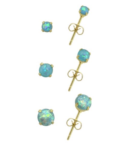 Multi-Pack Blue Opal-Effect Goldtone Stud Earrings - 3 Pair