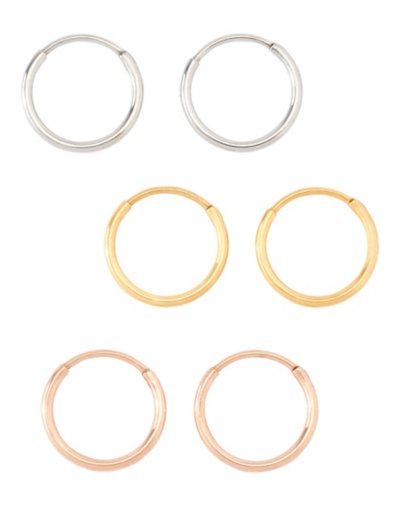 Multi-Pack Gold Silver Rose Goldtone Endless Hoop Earrings 6 Pack - 20