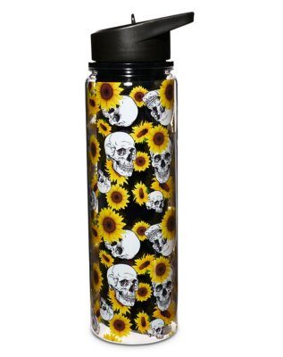 "Sunflower Skull Water Bottle - 18 oz."