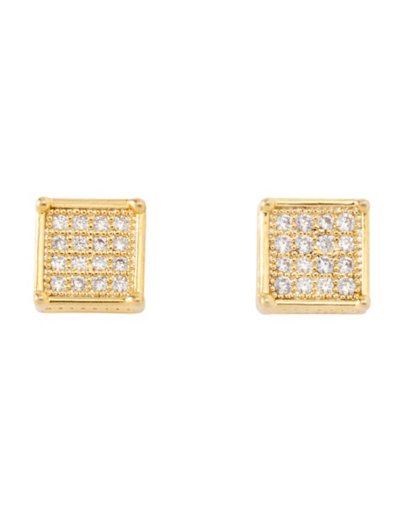 CZ Square Grid Earrings - 20 Gauge