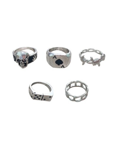 Multi-Pack Skull Domino Rings - 5 Pack