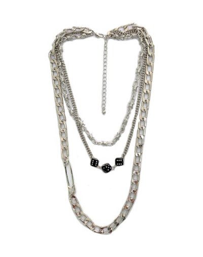 Barbed Wire Dice Safety Pin Necklace