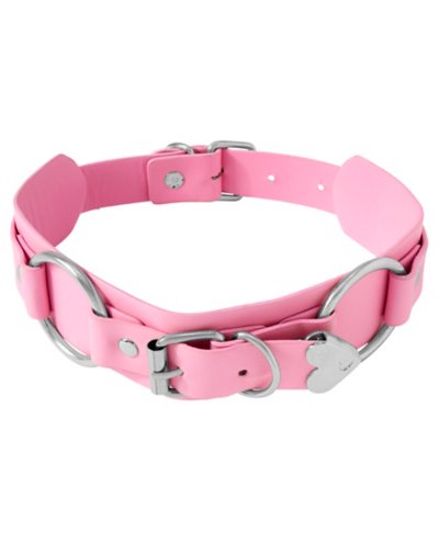 Pink Heart Buckle Choker Necklace