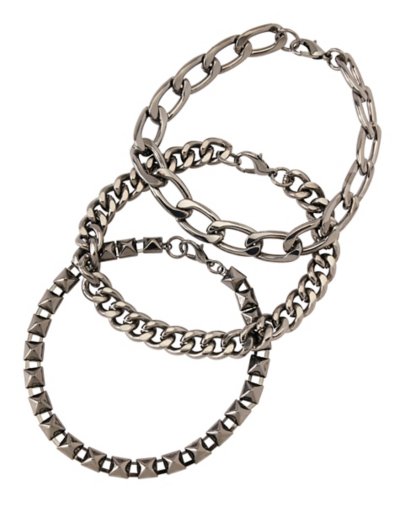 Multi-Pack Gray Chain Bracelets - 3 Pack