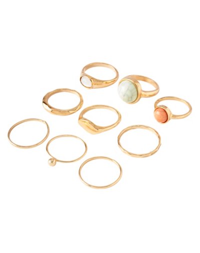 Multi-Pack Goldtone Multi-Color Rings - 9 Pack