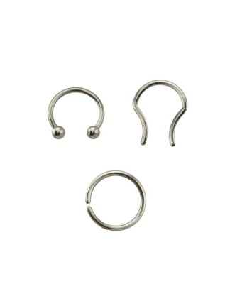 "Multi-Pack Silvertone Horseshoe Ring Hoop and Retainer 3 Pack - 16 Gau"