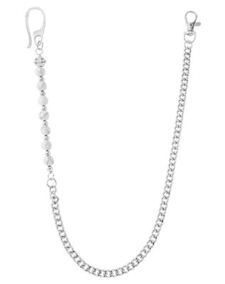 "Silvertone White Marble Effect Wallet Chain"