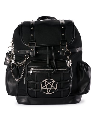 Black Pentagram Hardware Rucksack Backpack