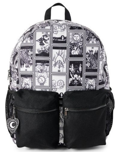 Black and White Tarot Card Print Backpack