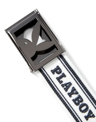 "White Kanji Playboy Belt"