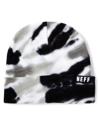 "Tie Dye Black and Gray Cuff Beanie Hat - Neff"