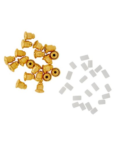 Multi-Pack Goldtone Bullet Style and Clear Earring Backs - 40 Pack