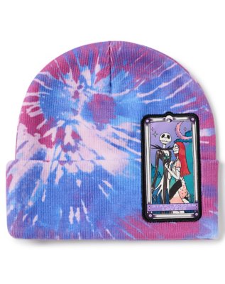 "Tie Dye Jack and Sally Patch Cuff Beanie Hat - The Nightmare Before Ch"