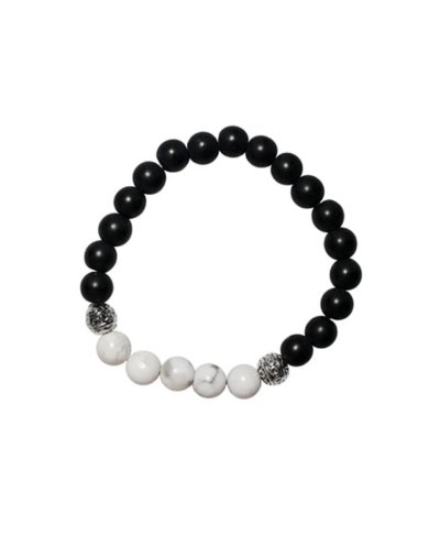 Black and White Howlite Semi-Precious Stone Bracelet