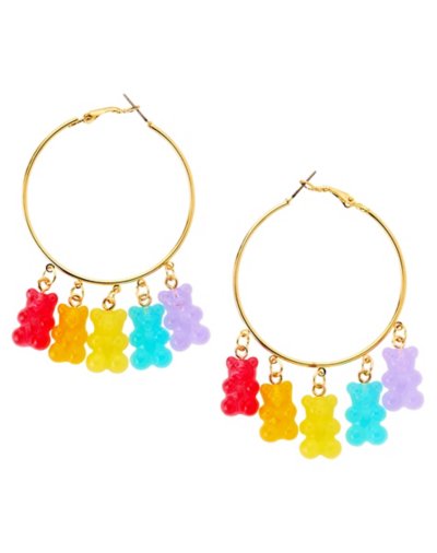 Gummy Bear Charm Hoop Earrings