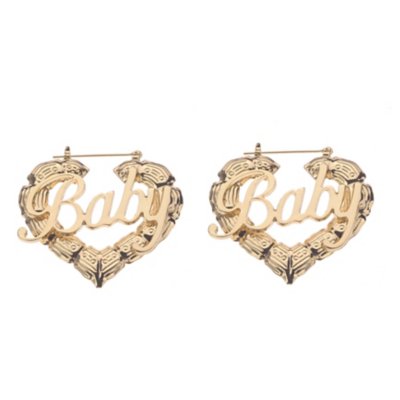 Cursive Baby Heart Hoop Earrings