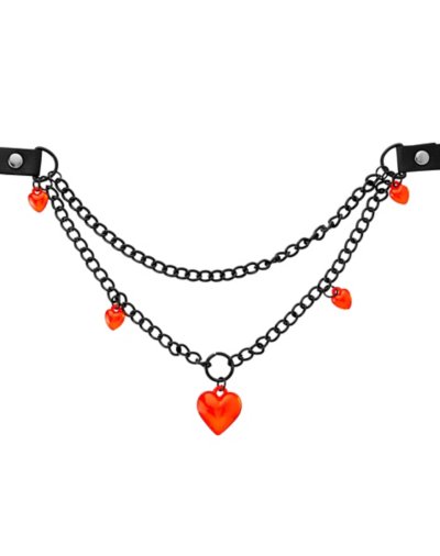 Heart Double Chain Choker Necklace