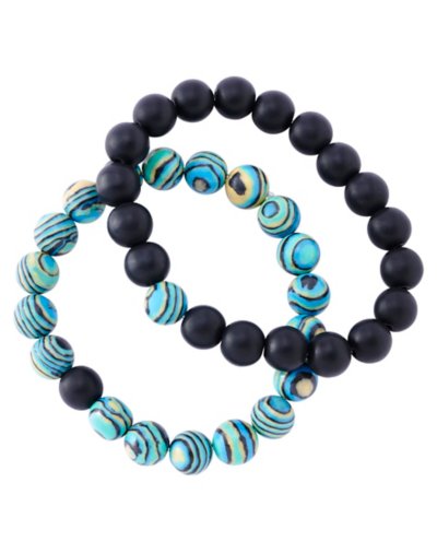 Black and Blue Swirl Long Distance Bracelets - 2 Pack