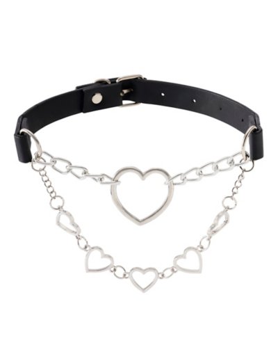 Multi-Heart Drop Chain Choker Necklace