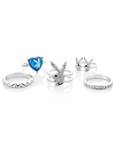 Multi-Pack CZ Playboy Bunny Rings - 5 Pack