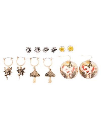 Multi-Pack Mushroom and Fairy Earrings - 6 Pair