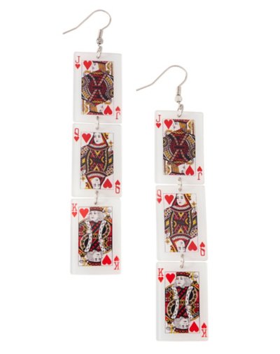 Jack Queen and King of Hearts Cards Dangle Earrings