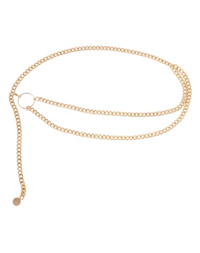 Goldtone Curb Double Waist Chain