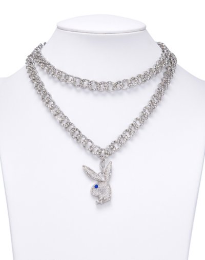 CZ Playboy Bunny Figaro Chain Necklace