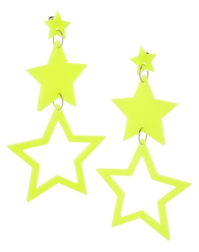 70s Yellow Triple Star Dangle Earrings