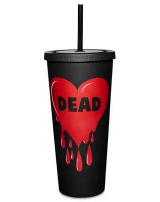 "Dead Drip Heart Cup with Straw - 20 oz."