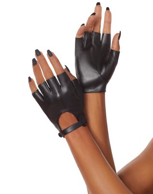 "Black Moto Gloves"