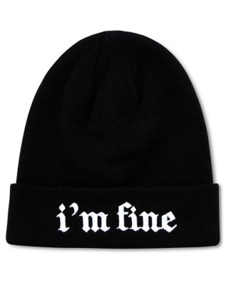 "I'm Fine Black Cuff Beanie Hat"