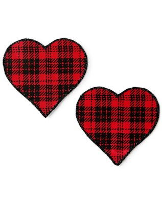 "Red and Black Plaid Heart Pasties"