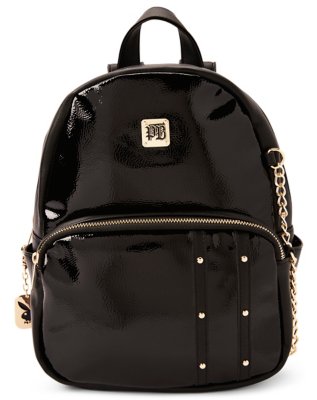 "Black Textured Playboy Mini Backpack"