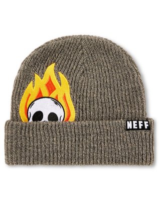 "Flaming Skull Cuff Beanie Hat - Neff"