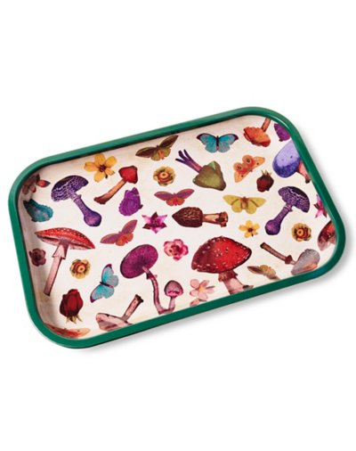 "Vintage Mushroom and Flower Tray"
