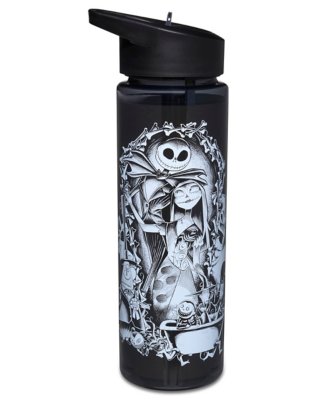 "Jack Skellington and Sally Water Bottle with Straw 24 oz. - The Nightm"