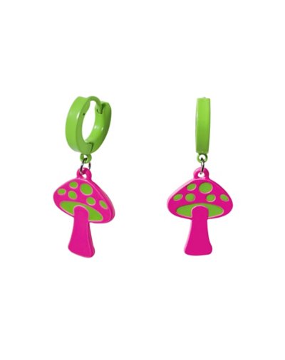 Mushroom Huggie Hoop Earrings- 18 Gauge