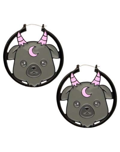 Baby Baphomet Hoop Earrings - 18 Gauge