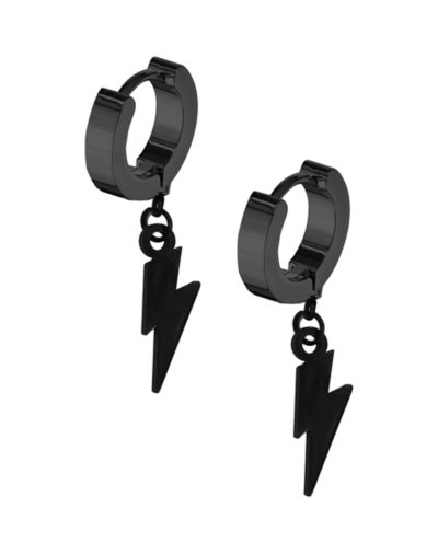 Lightning Bolt Pendant Dangle Huggie Hoop Earrings - 20 Gauge