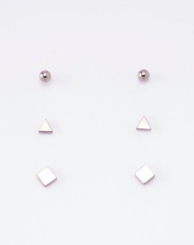 Multi-Pack Square and Triangle Titanium Stud Earrings 3 Pair - 20 Gaug