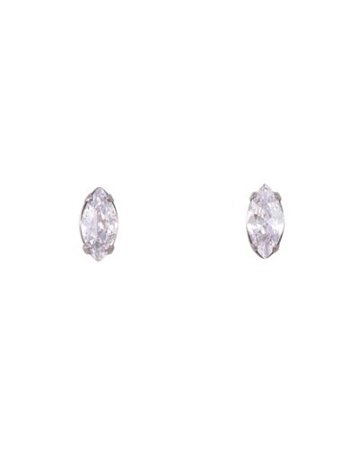 Prong Oval CZ Titanium Stud Earrings - 20 Gauge