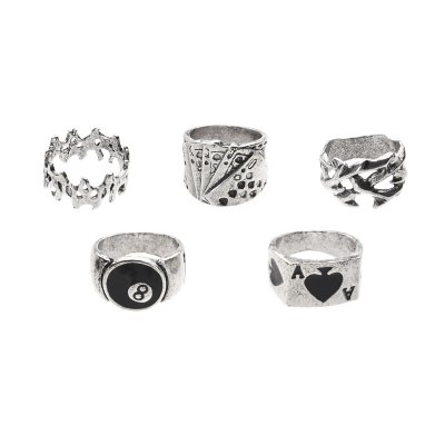 Multi-Pack 8 Ball and Ace Rings - 5 Pack