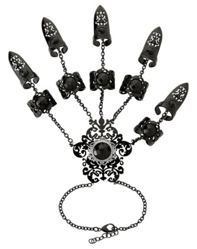 Black CZ Gothic Hand Armor