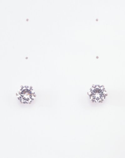 CZ Faux Diamond Stud Earrings - 20 Gauge