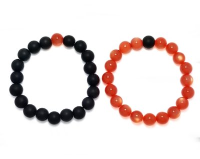 Multi-Pack Black and Orange Beaded Bracelets - 2 Pack