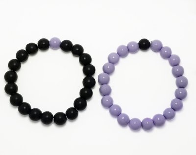 Multi-Pack Black and Purple Beaded Bracelets - 2 Pack