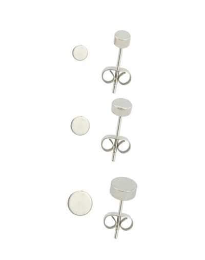 Multi-Pack Silvertone Circle Stud Earrings 3 Pair - 20 Gauge