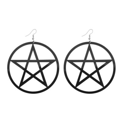 Black Pentagram Dangle Earrings