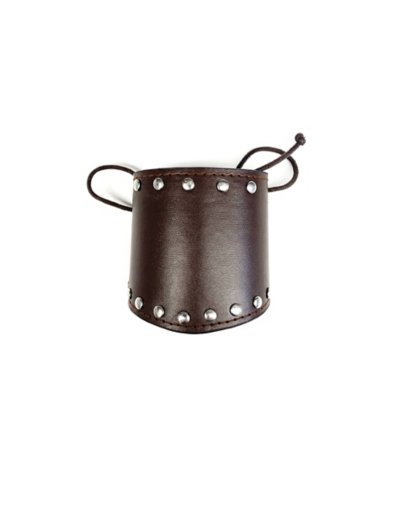 Brown Faux Leather Studded Cuff Bracelet